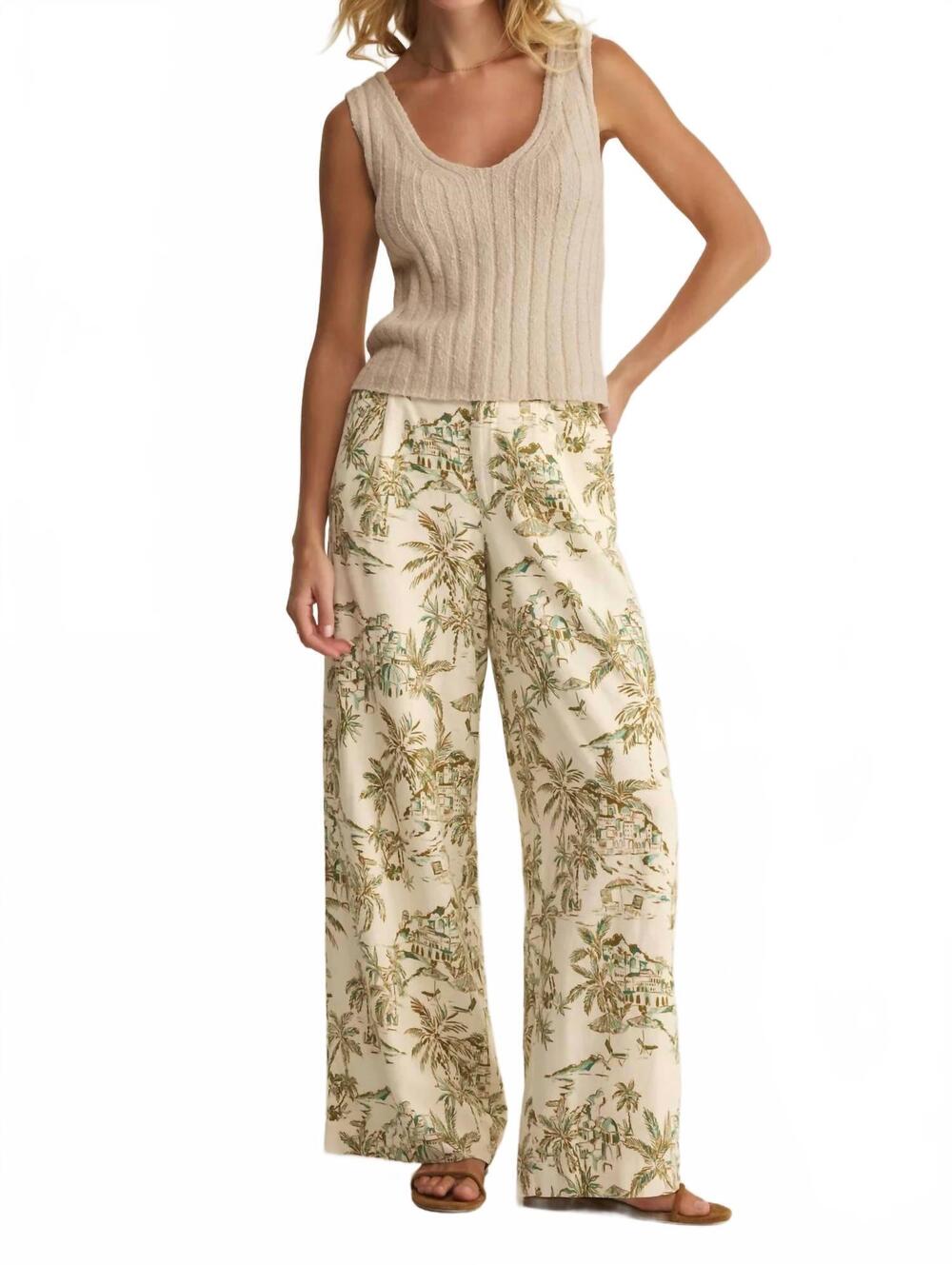 NEW Z SUPPLY overlook tiki tide linen pants in beige